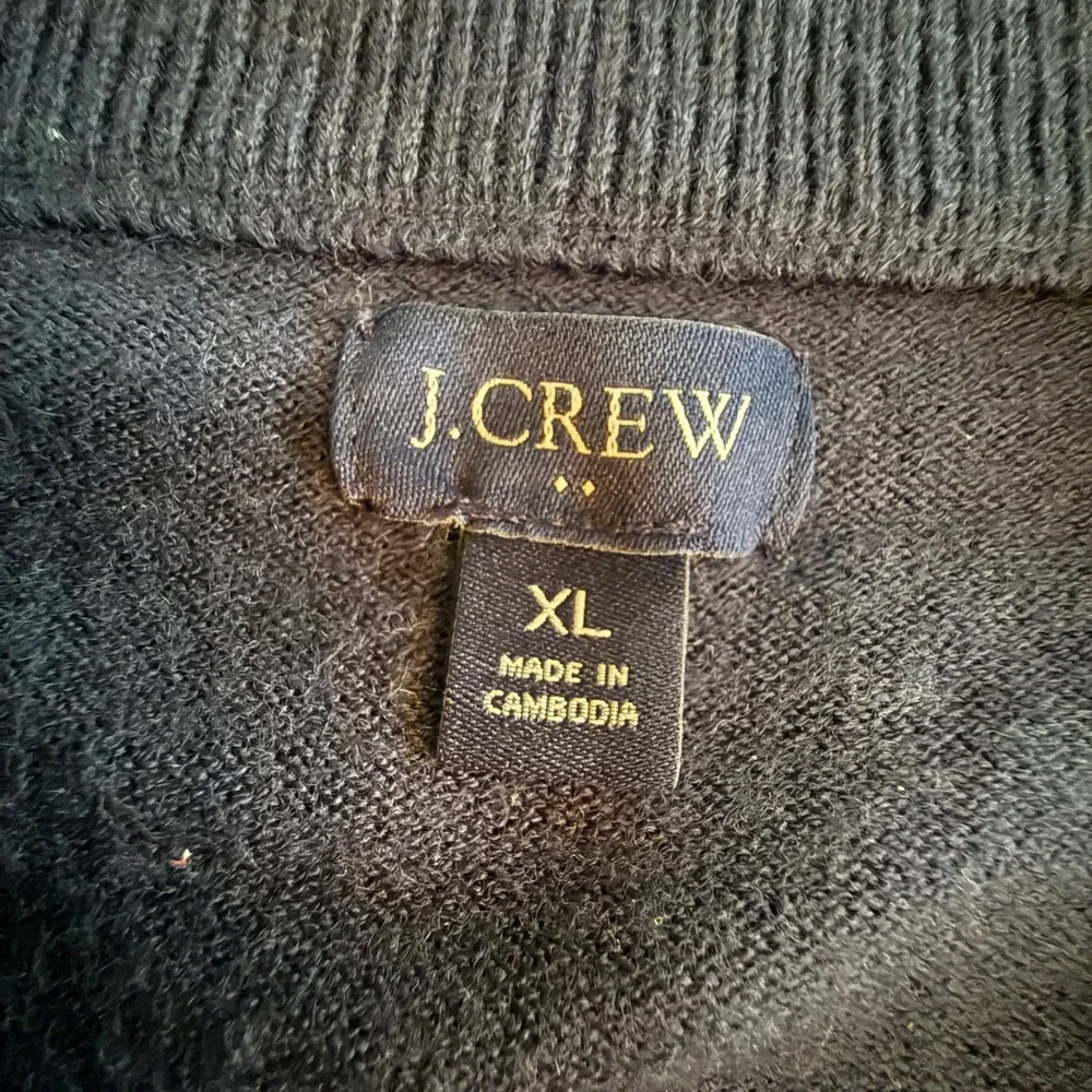 J Crew‎ Mens Navy Blue Quarter Zip Sweater XL Merino Wool 1/4 Zip